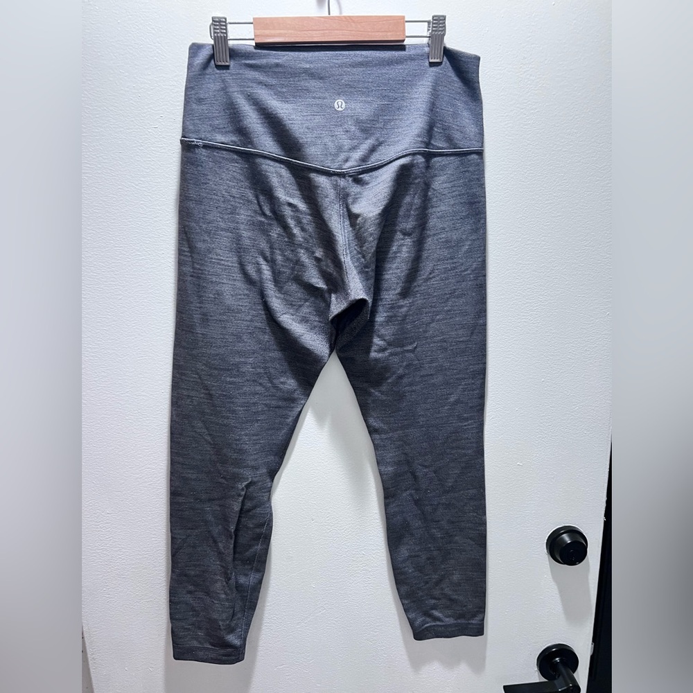 lululemon athletica Align 2 Mini Heathered Fleece Black Leggings Size 10 - Picture 2 of 6